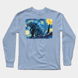 Godzilla Van Gogh Style Long Sleeve T-Shirt